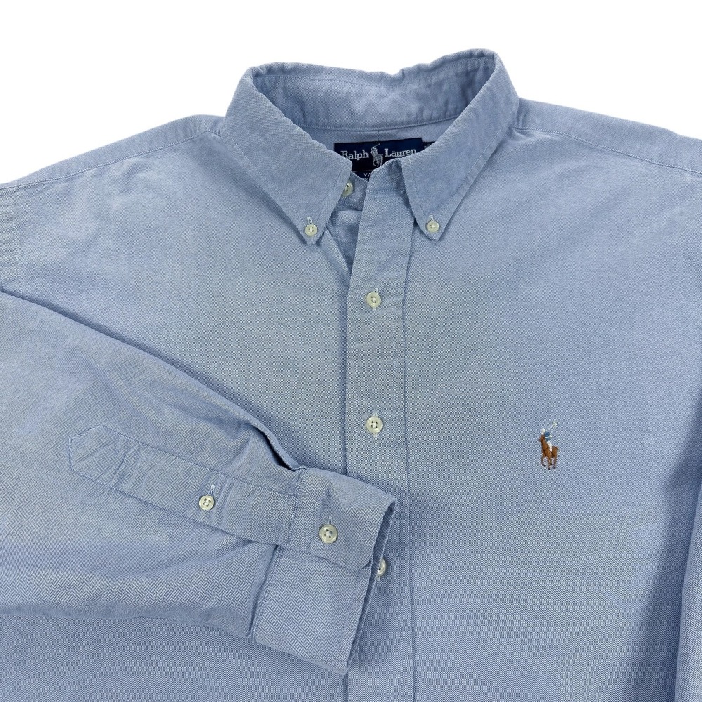 Ralph Lauren Yarmouth Shirt Mens 17.5 35 Blue Oxford Cloth Button OCBD Preppy